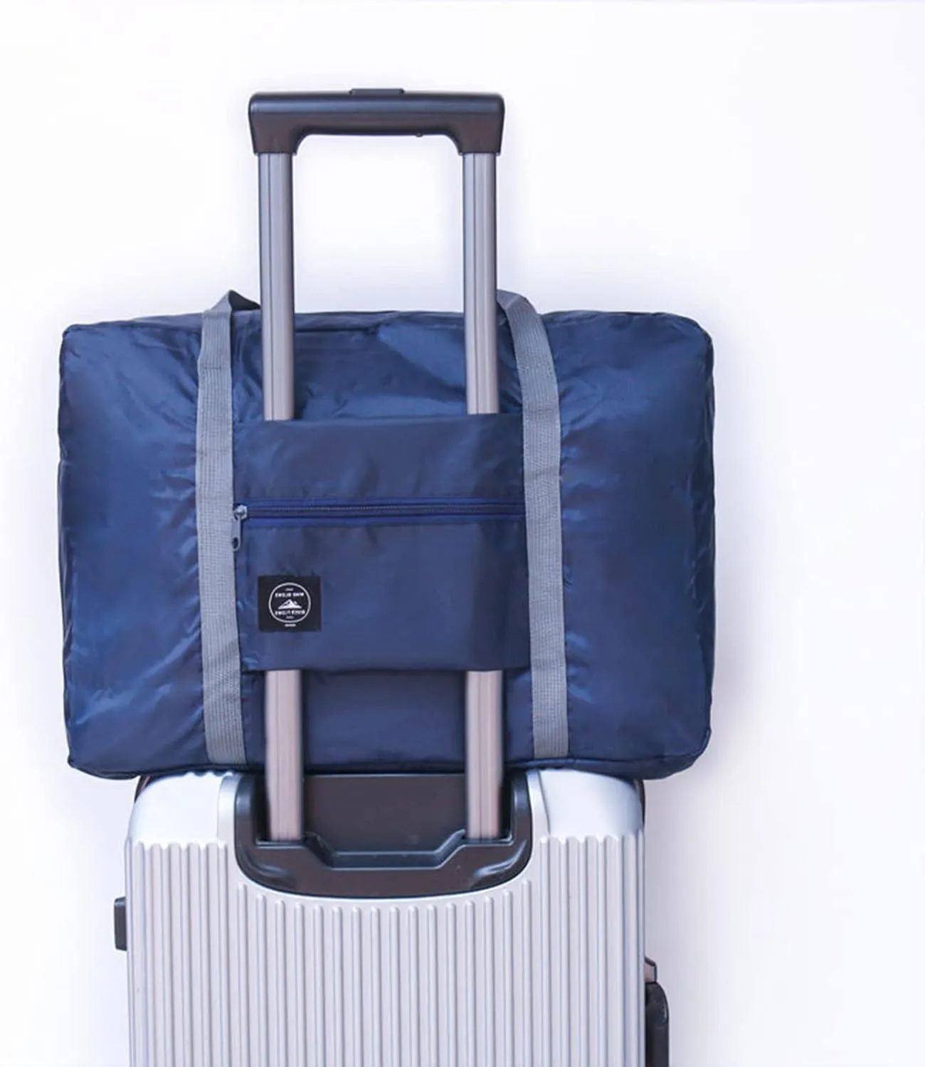 2PCS Travel Duffle Bag Tote Carry on Bag Nylon Lightweight Foldable Travel Bag Water Resistant Sports Gym Duffle Weekender Overnight Bag (Blue Green 2Pe bag)