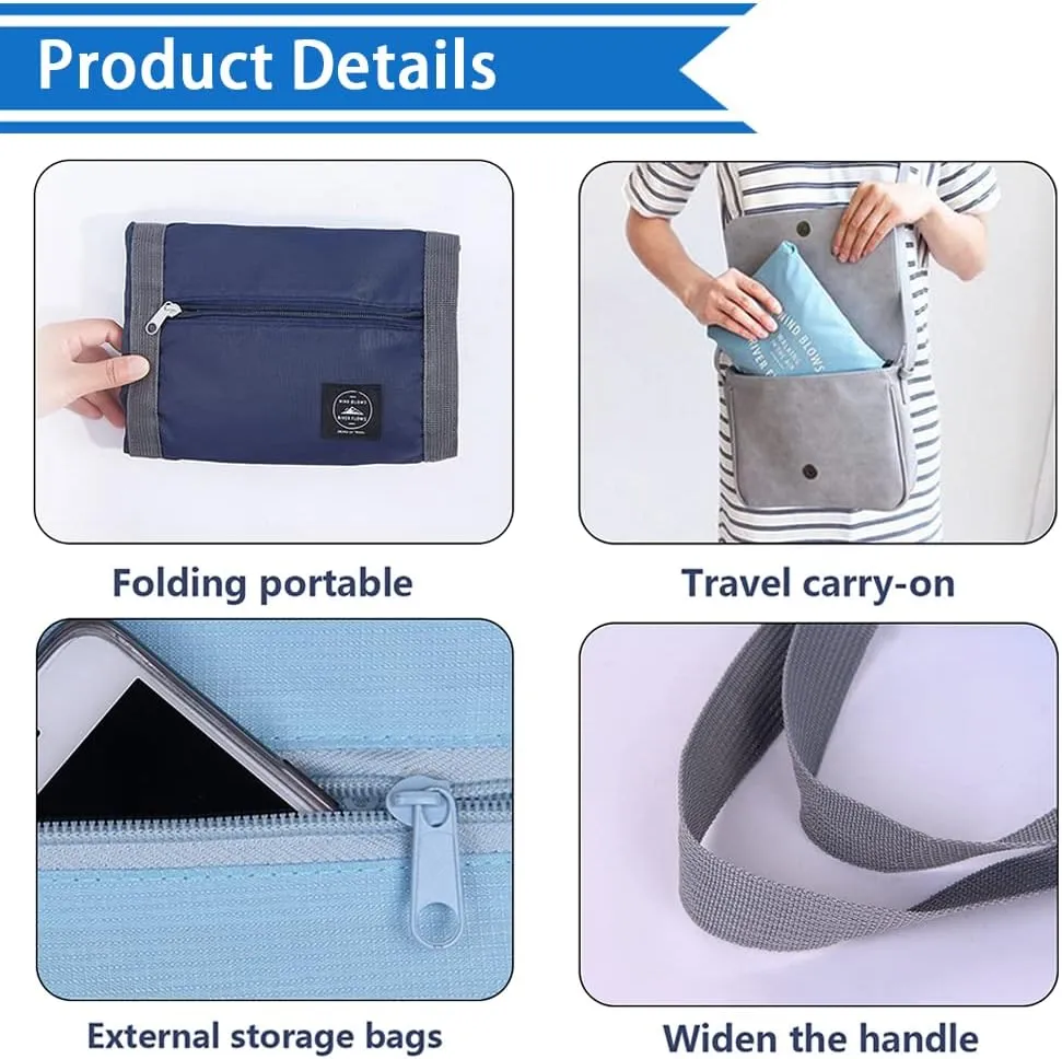 2PCS Travel Duffle Bag Tote Carry on Bag Nylon Lightweight Foldable Travel Bag Water Resistant Sports Gym Duffle Weekender Overnight Bag (Blue Green 2Pe bag)