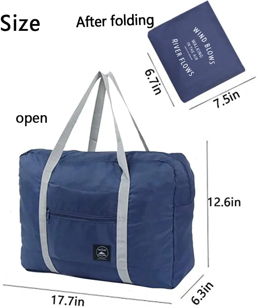 2PCS Travel Duffle Bag Tote Carry on Bag Nylon Lightweight Foldable Travel Bag Water Resistant Sports Gym Duffle Weekender Overnight Bag (Blue Green 2Pe bag)