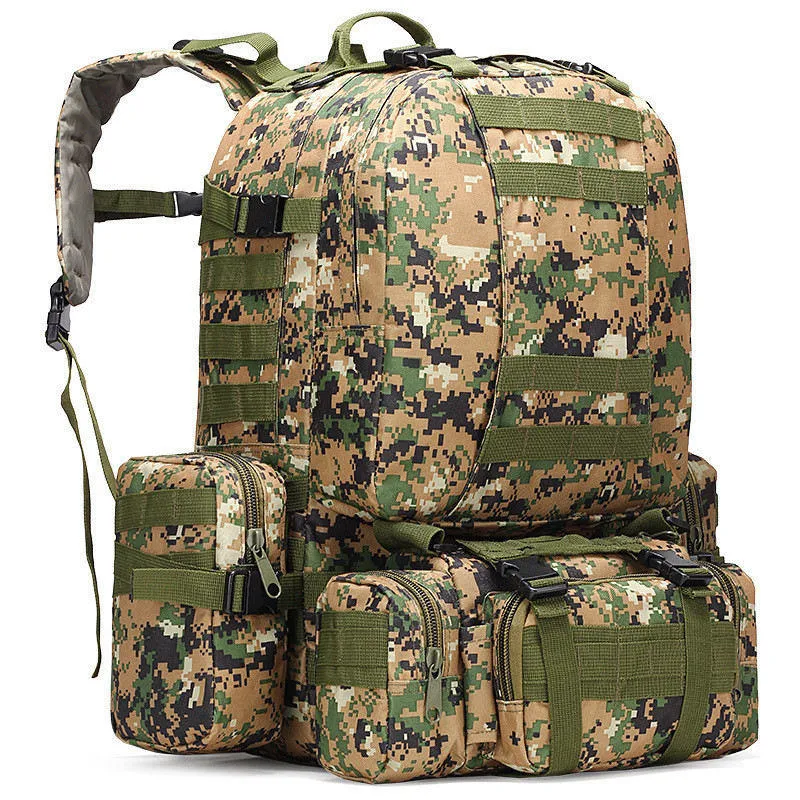 50L Tactical Backpack 4-in-1 Military Rucksack Molle Outdoor Sport Bag for Men - Camping, Hiking, Travel, Climbing