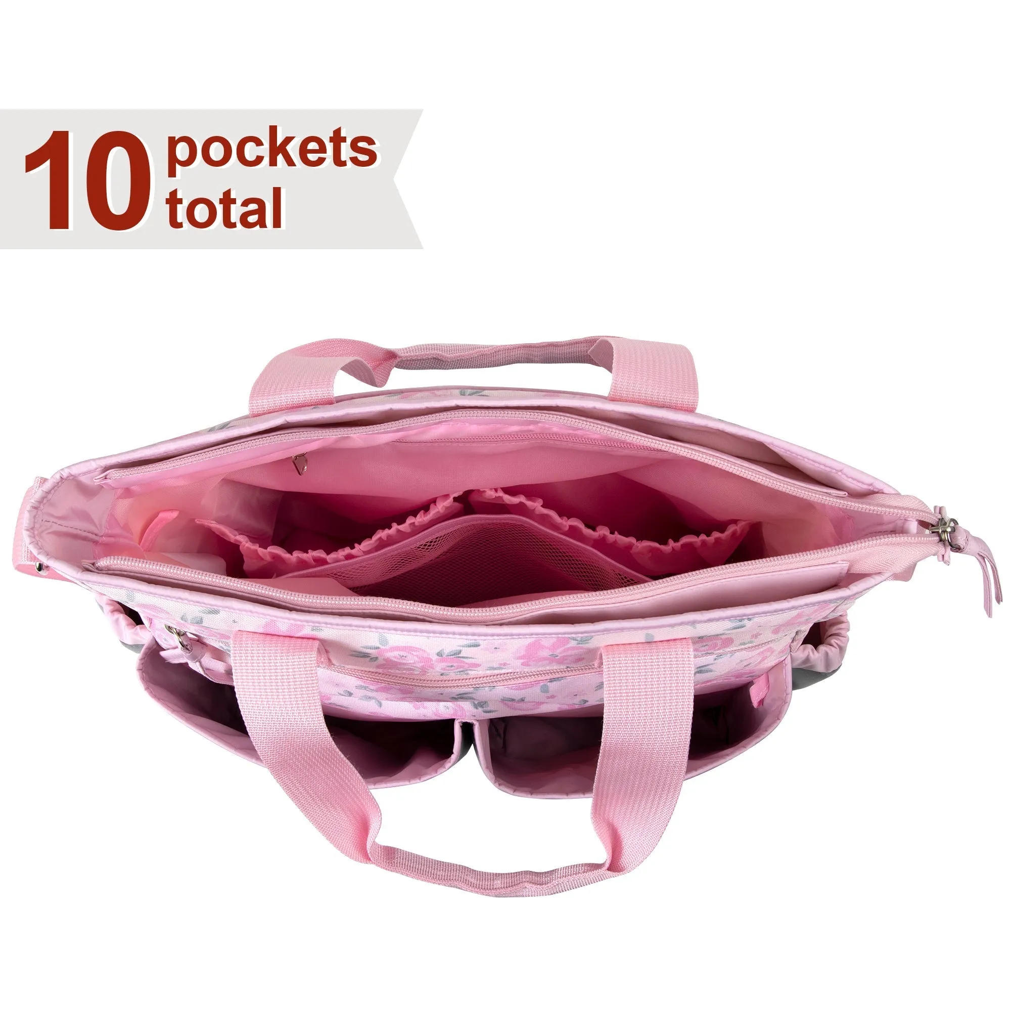 Baby Essentials 3-in-1 Diaper Bag Set - Pink Baby Girl Themed