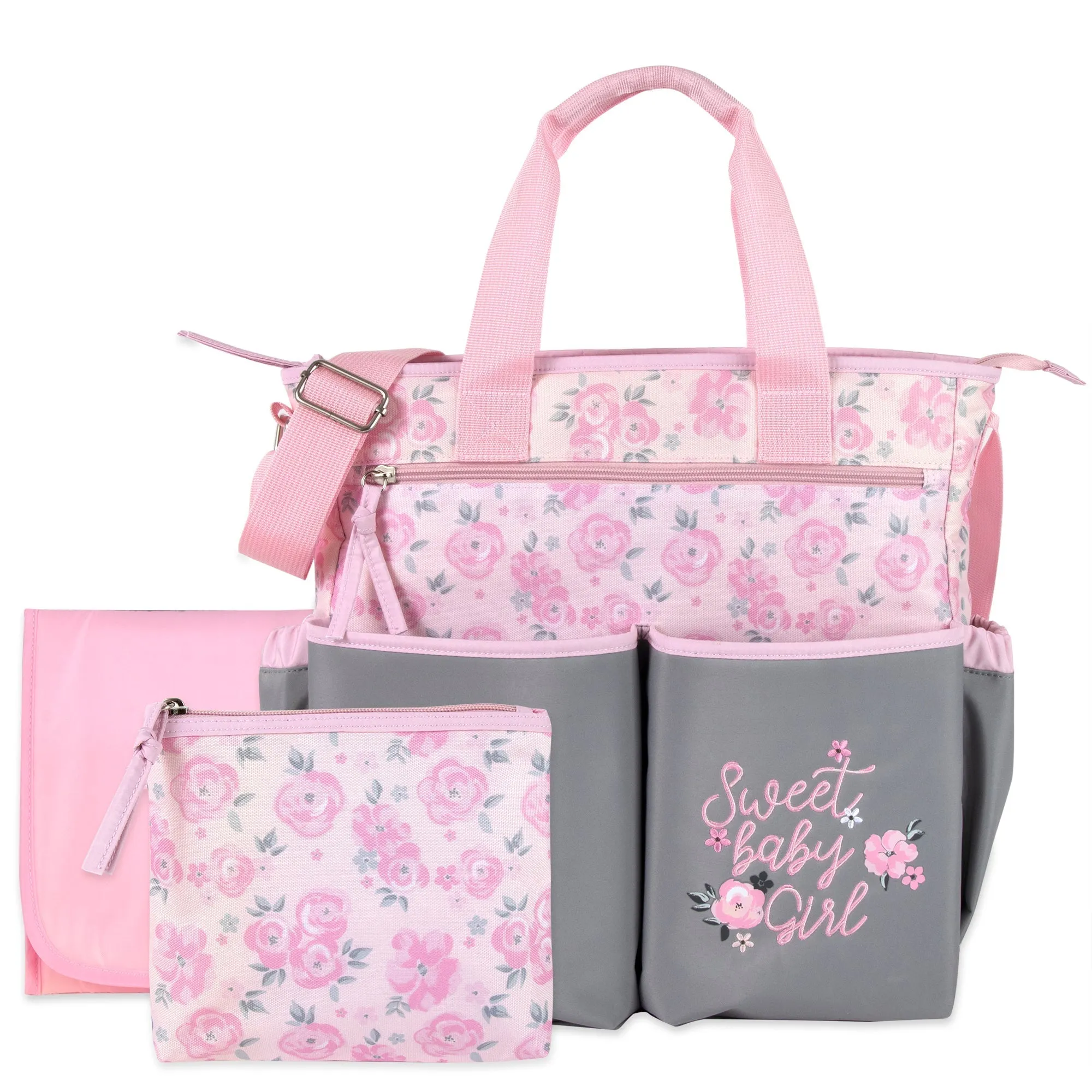 Baby Essentials 3-in-1 Diaper Bag Set - Pink Baby Girl Themed