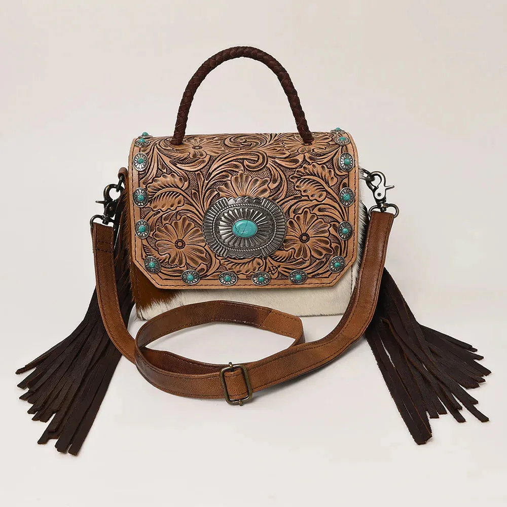 Bison Beauty Hand Tooled Leather Crossbody Purse