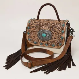 Bison Beauty Hand Tooled Leather Crossbody Purse