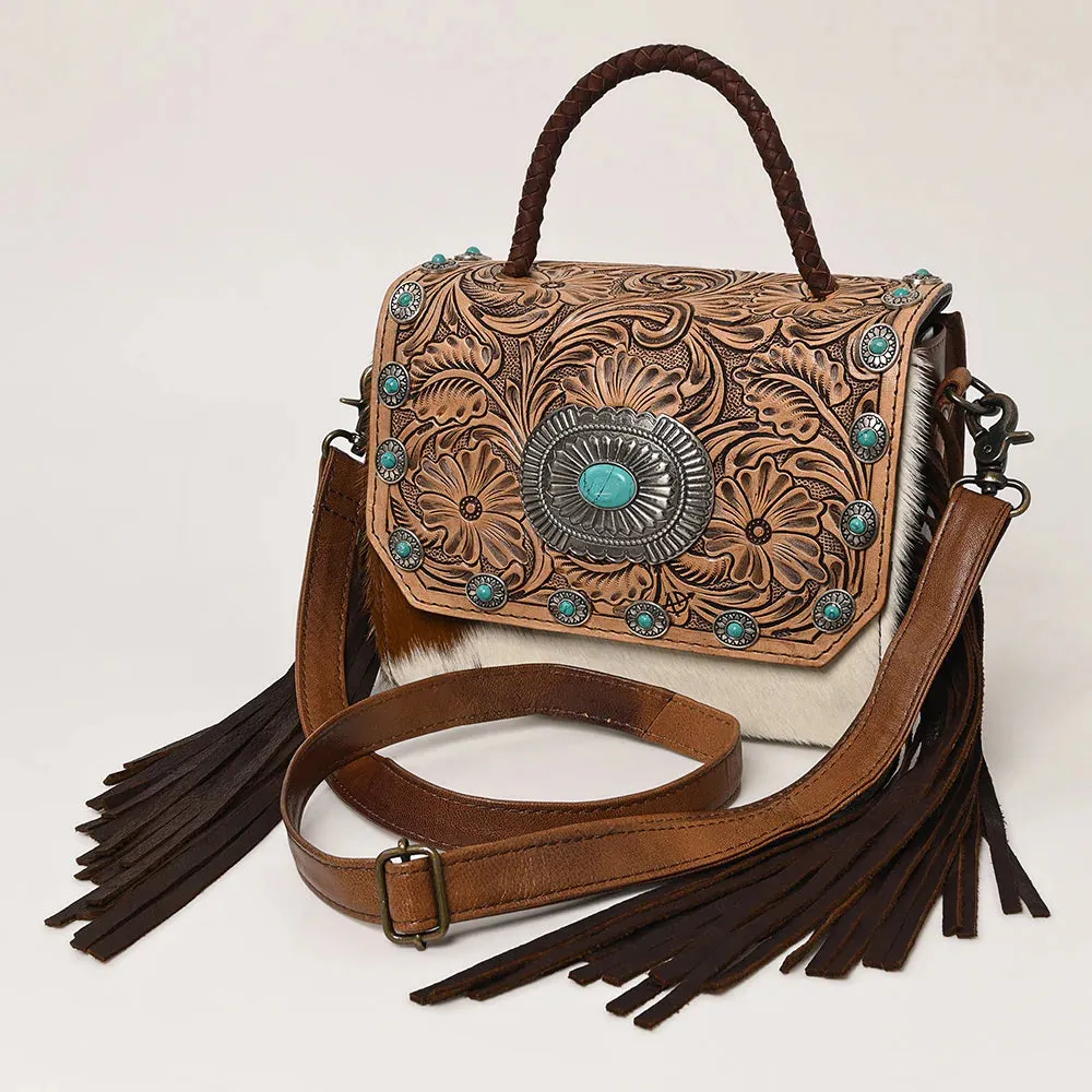 Bison Beauty Hand Tooled Leather Crossbody Purse