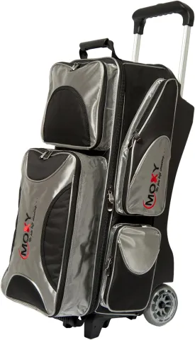 Bowling Products Deluxe Triple Roller Bowling Bag- Silver/Black