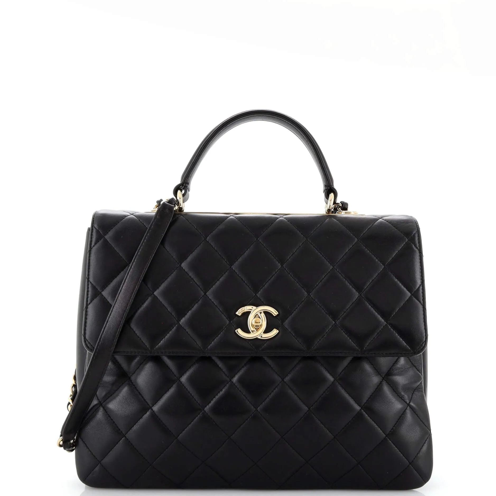 CHANEL Trendy CC Top Handle Bag Quilted Lambskin Large