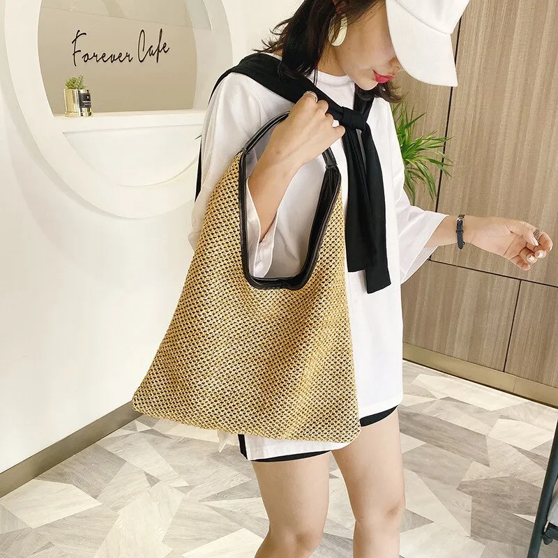 Christmas Gift Large Capacity Armpit Bag Women's Handbag Summer Straw Beach Shoulder Bags Female Hobos Underarm Bag Bohemia Woven Tote Bag