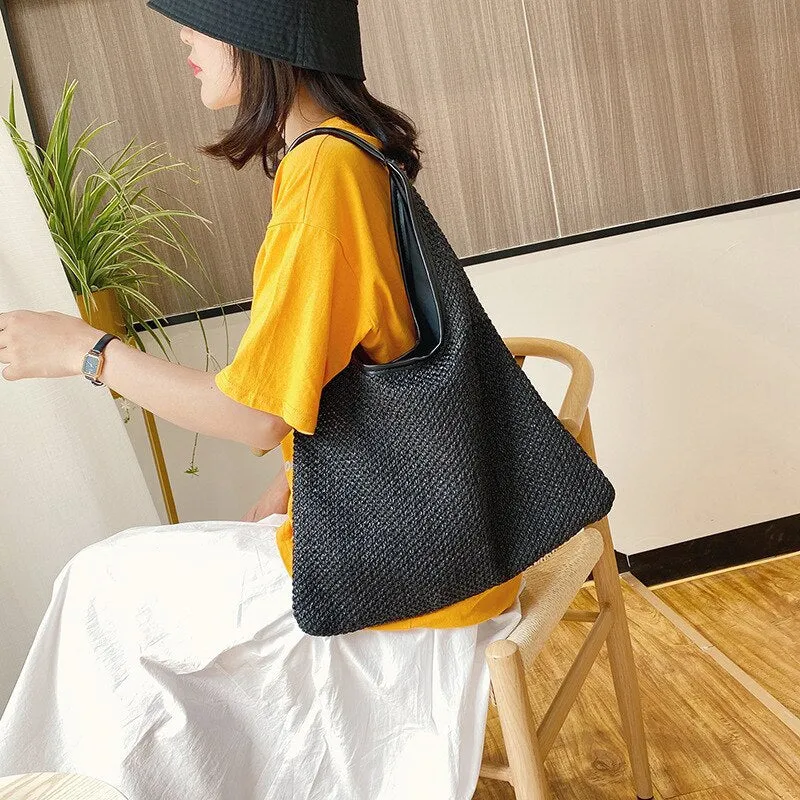 Christmas Gift Large Capacity Armpit Bag Women's Handbag Summer Straw Beach Shoulder Bags Female Hobos Underarm Bag Bohemia Woven Tote Bag