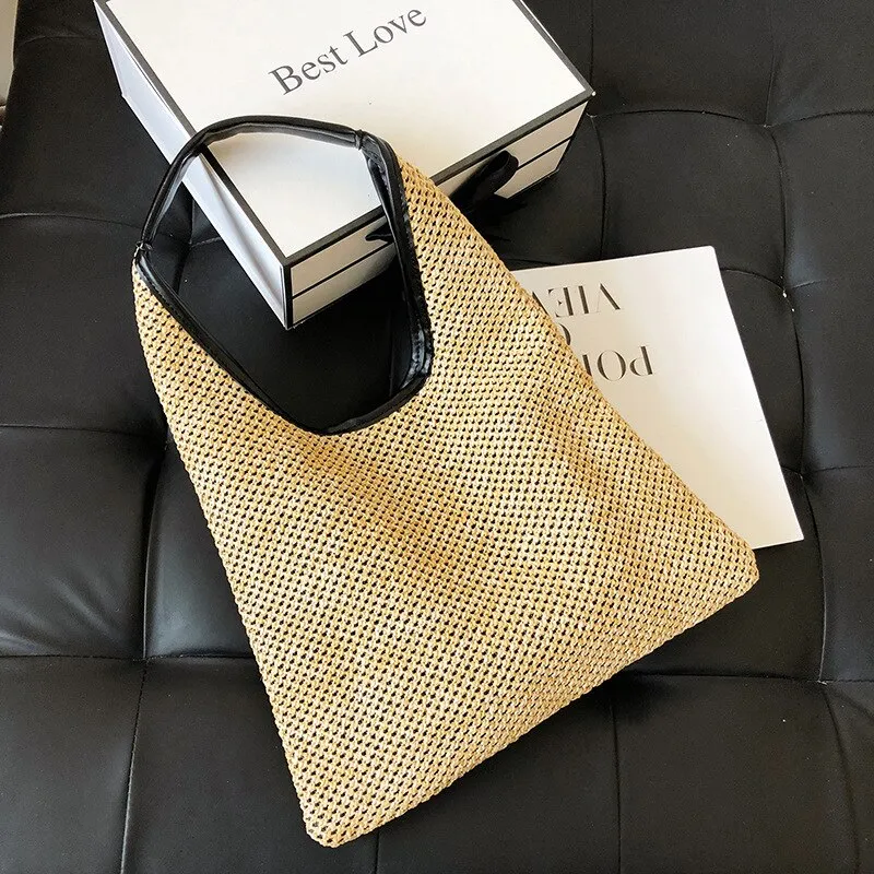 Christmas Gift Large Capacity Armpit Bag Women's Handbag Summer Straw Beach Shoulder Bags Female Hobos Underarm Bag Bohemia Woven Tote Bag