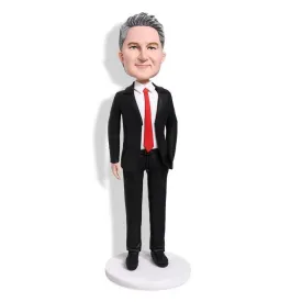 Classic Black Suit Office Male Professor Boss Gift Custom Figure Bobblehead