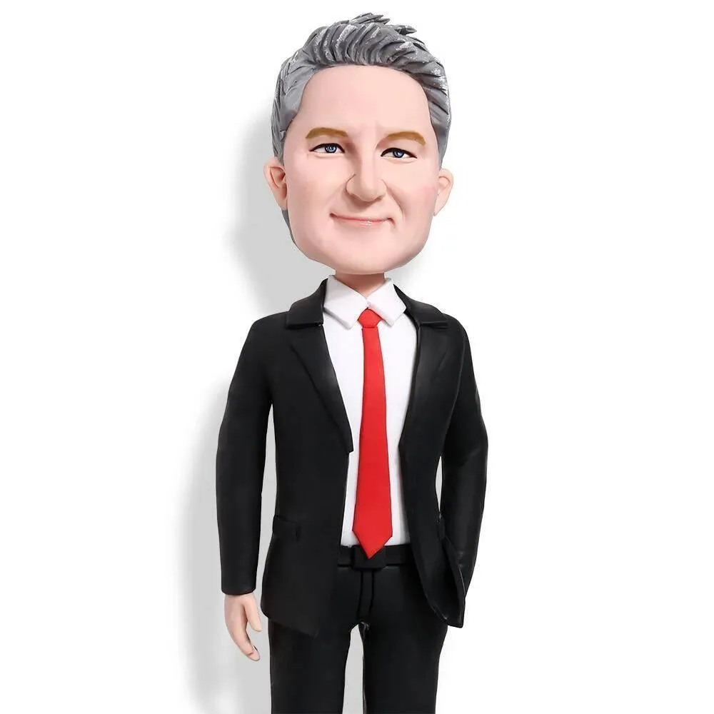 Classic Black Suit Office Male Professor Boss Gift Custom Figure Bobblehead