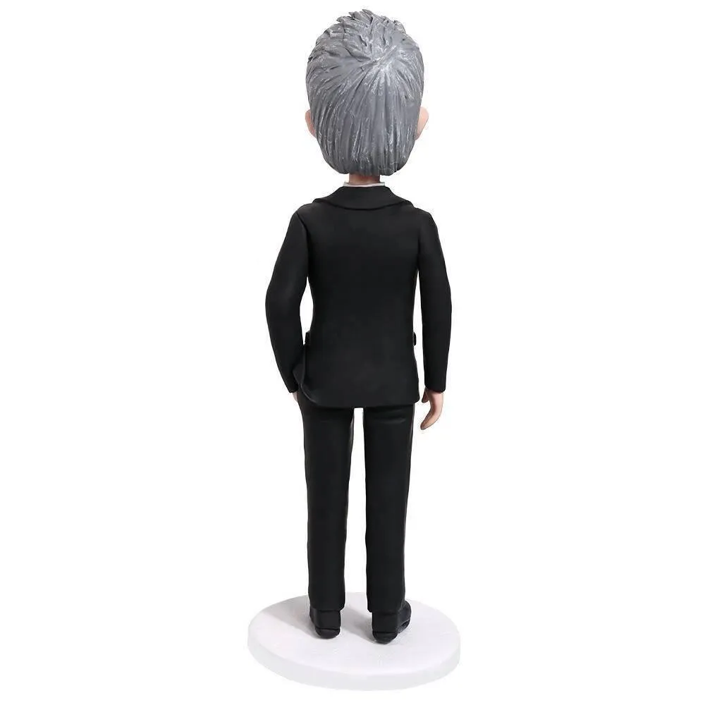 Classic Black Suit Office Male Professor Boss Gift Custom Figure Bobblehead