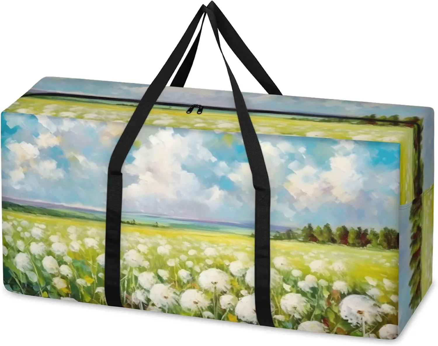 Colorful Dandelion Extra Large Moving Bags Heavy Duty Storage Bags Fantastic Dandelion Cloth Wrap Around Handles Double Zipper Reusable Convenient Foldable Storage Tote for Travel Camping Space Save