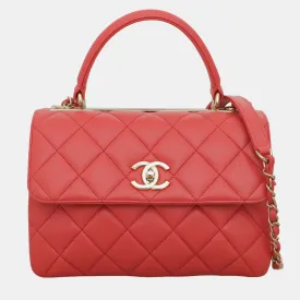 Coral Pink Lambskin Leather Small Trendy CC Shoulder Bag