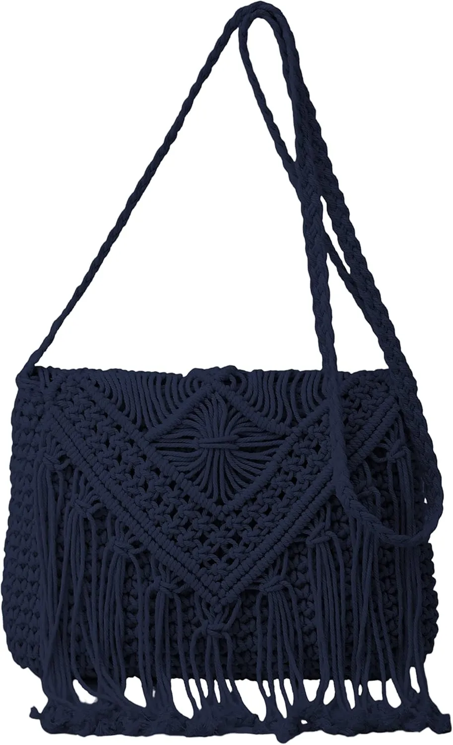 Crossbody Purse for Women Cute Macrame Hobo Satchel Bags Knit Summer Beach Bag Tassels Shoulder Crochet Tote Handbag