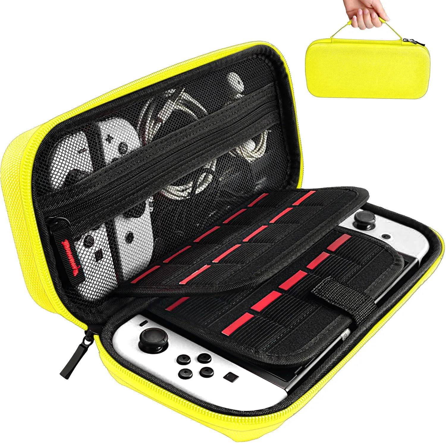 daydayup Switch Carrying Case Compatible with Nintendo Switch/Switch OLED, with 20 Games Cartridges Protective Hard Shell Travel Carrying Case Pouch for Console & Accessories