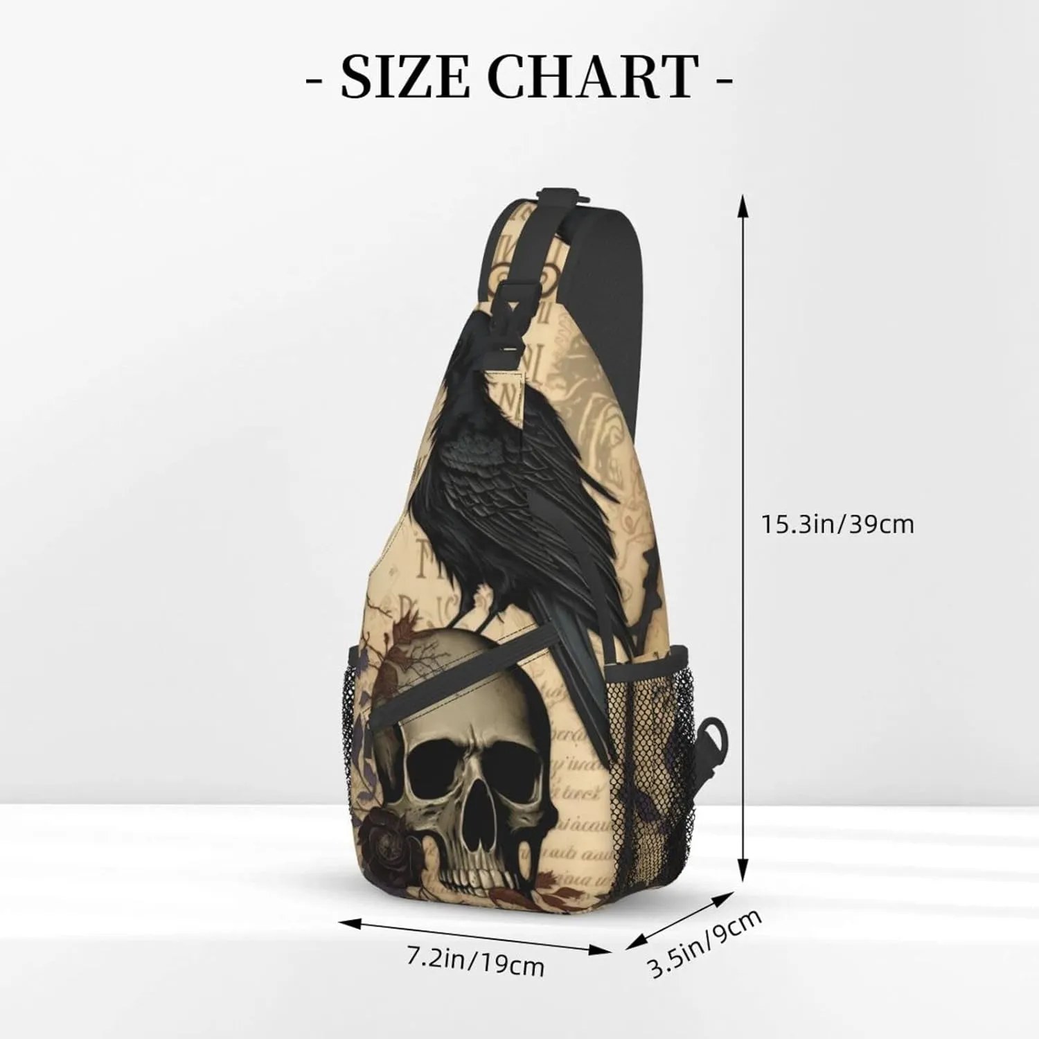 Edgar Allan Poe The Raven Skull Outdoor Cross-body Shoulder Bag, Unisex Backpack For Women Men Young Hiking Travel