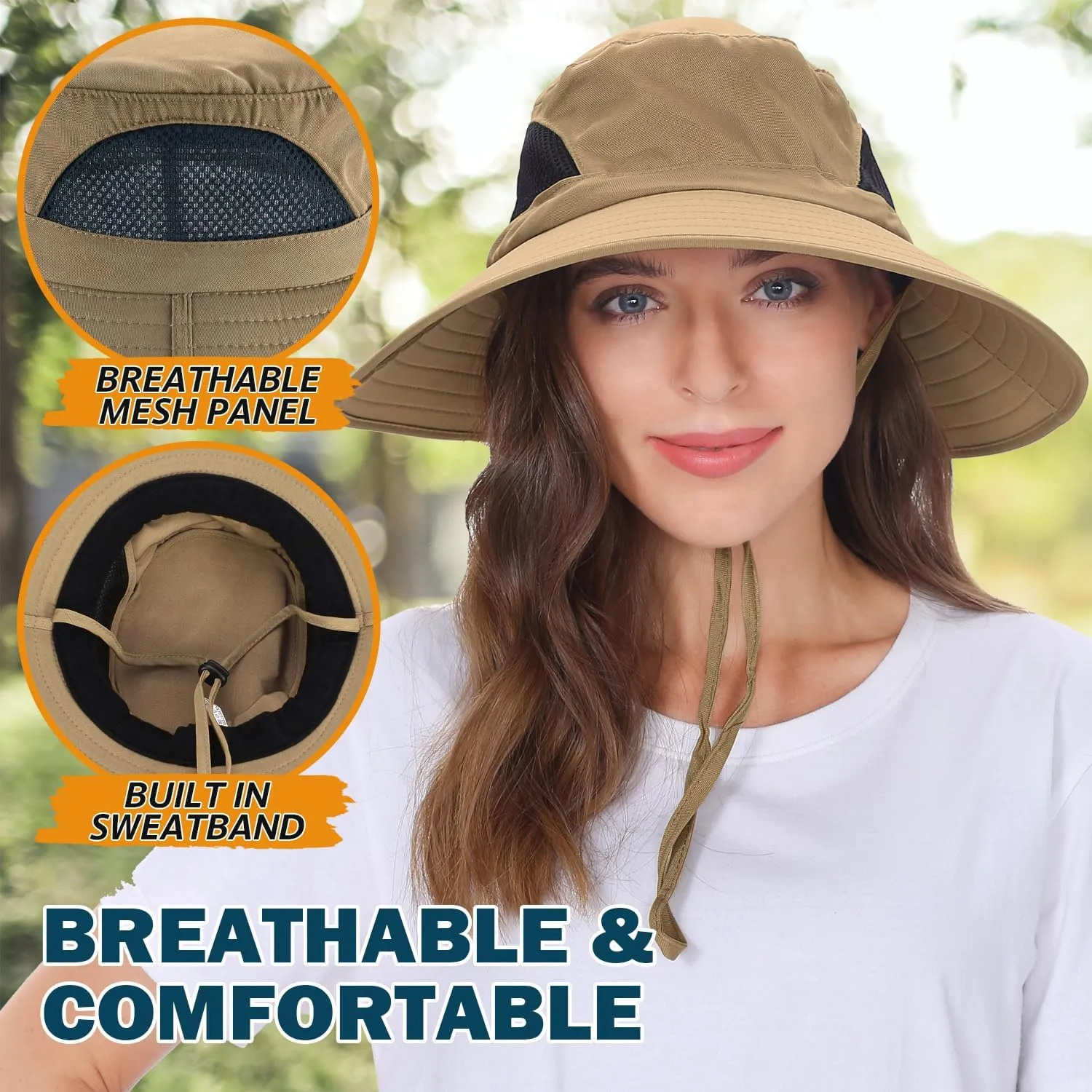 EINSKEY Wide Brim Sun Hat, UPF 50  UV Protection Waterproof Packable Bucket Hat for Men & Women, Fishing Hiking Beach Garden