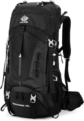 Esup 60L Hiking Backpack Men Camping Backpack with rain cover Lightweight Backpacking Backpack Travel Backpack (Black)