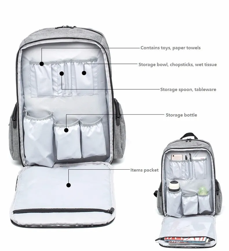 Fashion Large Baby Diaper/Nappy Backpack  - Gray,Blue,Red,Black