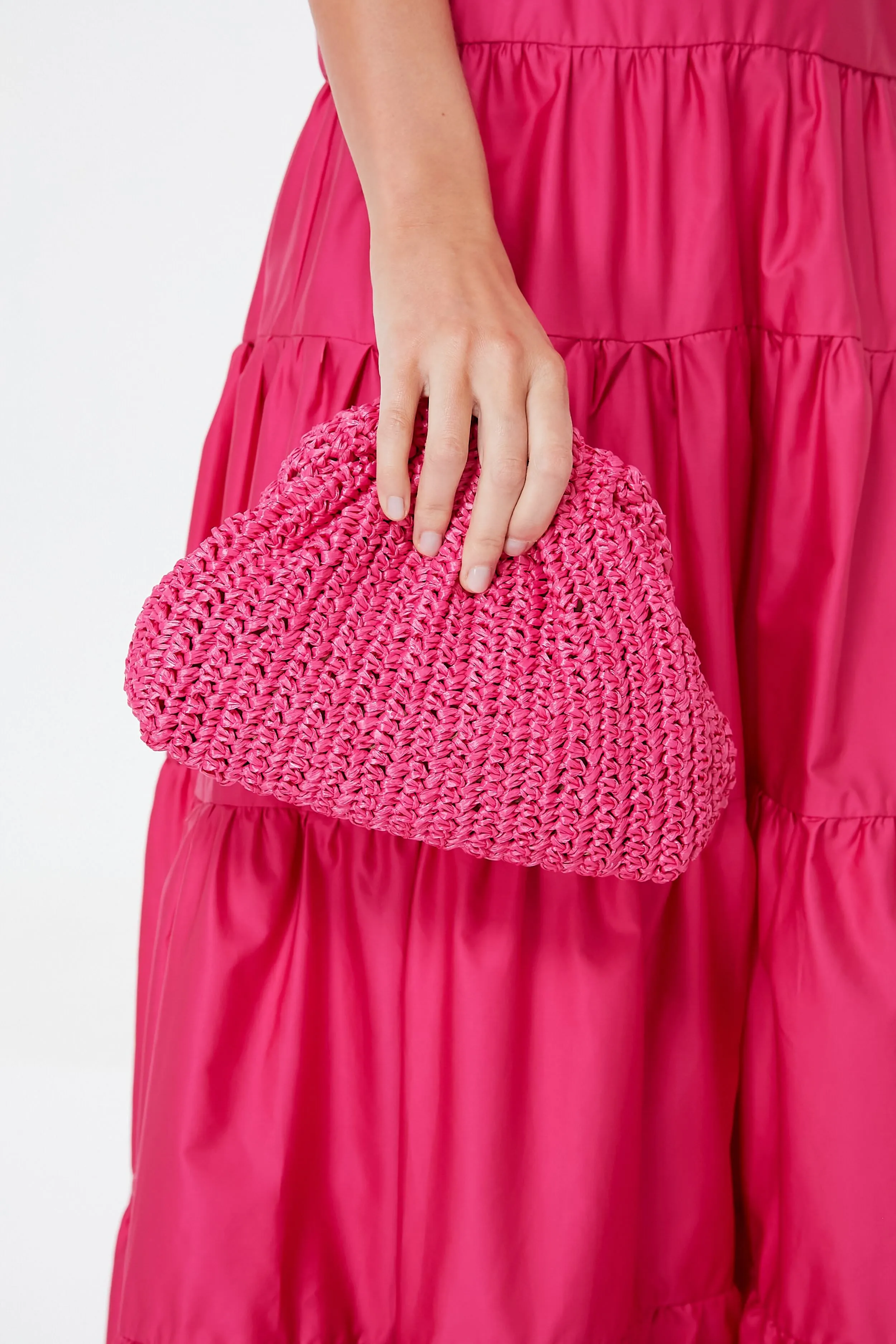 Fuchsia Mini Game Crochet Solid Clutch