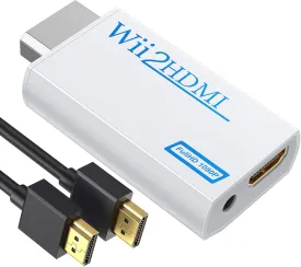 GANA Wii to HDMI Converter Adapter with Hdmi Cable Connect Wii Console to HDMI Display in 1080p Output Video with 3.5mm Audio Supports All Wii Display Modes White