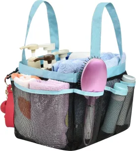 Haundry Mesh Shower Caddy Tote, Large College Dorm Bathroom Organizer with 8 Pockets, Hanging Portable Tote Bag for College Dorm Room Essentials, Beach, Swimming, Gym, Camping