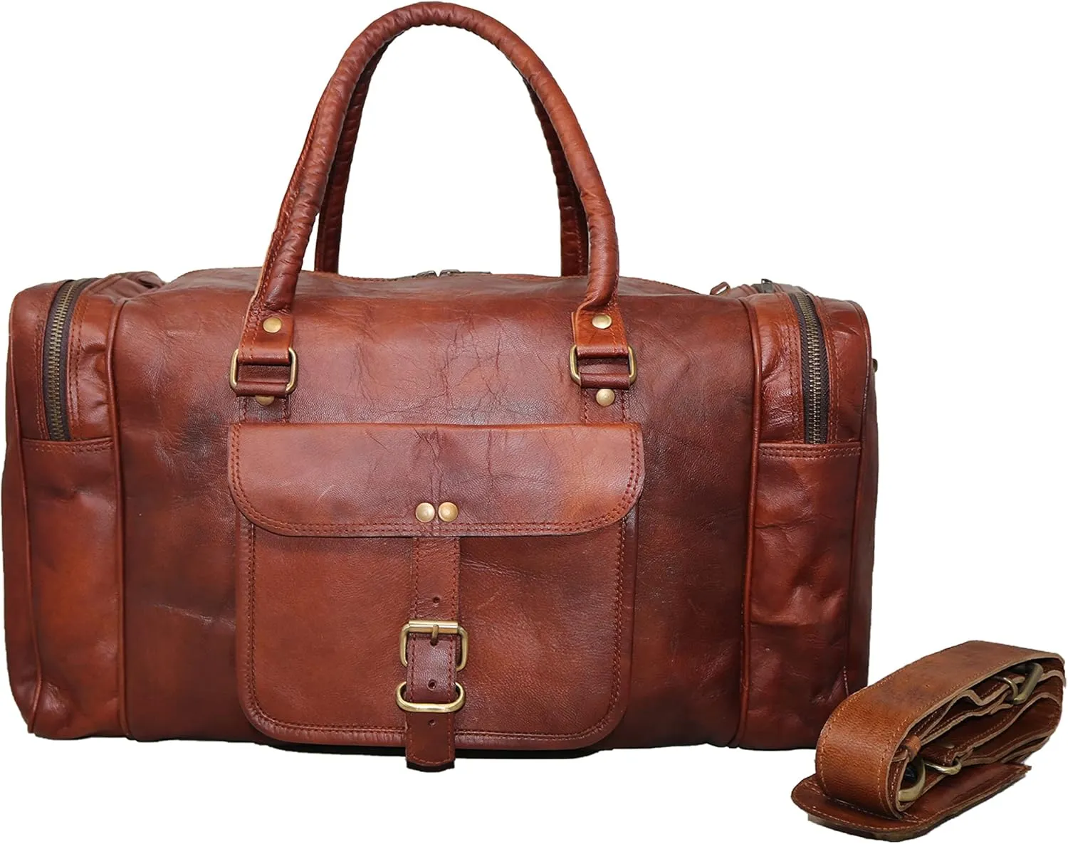Jaald 18" Leather Duffle Bag Travel Carry-on Luggage overnight Gym weekender bag
