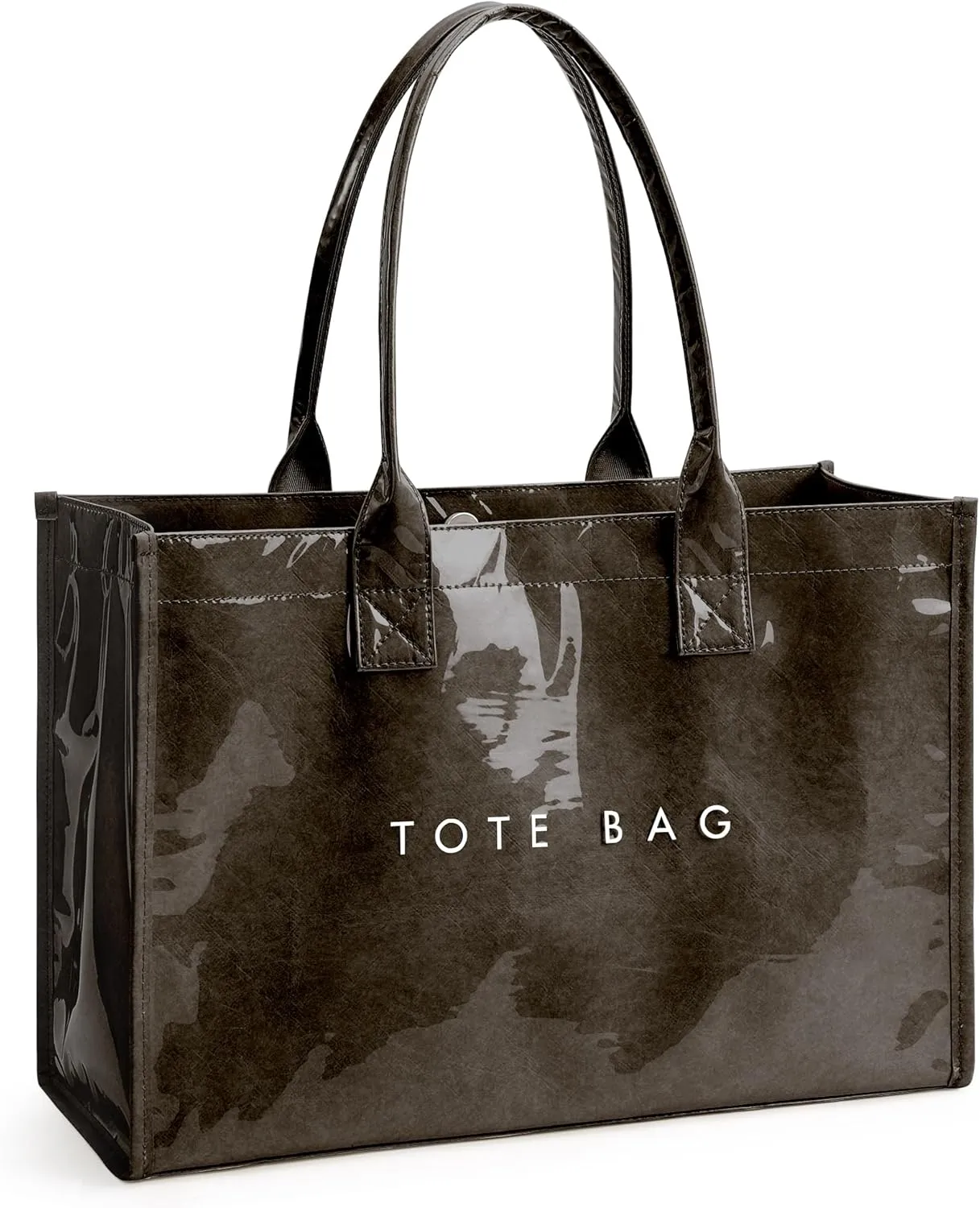 KALIDI PVC Tote Bag Womens Kraft Paper Work Handbags Purses with Top Handle