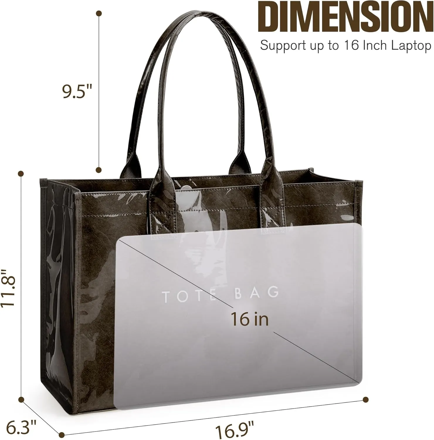 KALIDI PVC Tote Bag Womens Kraft Paper Work Handbags Purses with Top Handle
