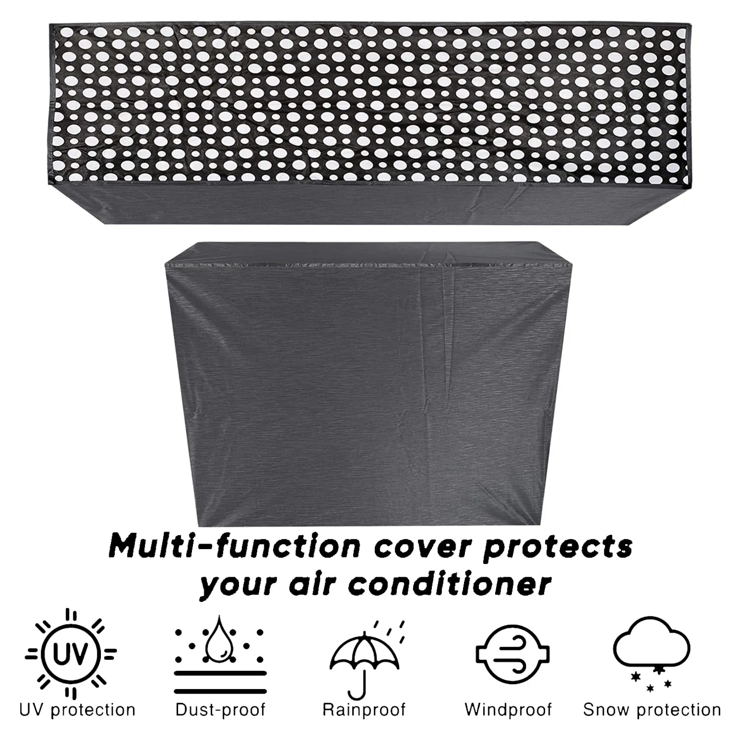 Kuber Industries Polka Dots Design PVC Air Conditioning Dust Cover Indoor and Outdoor Waterproof Folding Spilt Ac Cover Set for 1.5 Ton AC (Grey) - CTKTC040727
