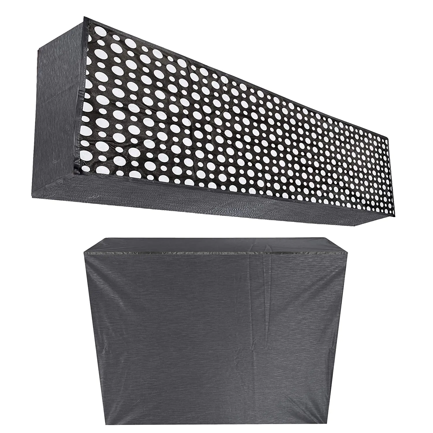 Kuber Industries Polka Dots Design PVC Air Conditioning Dust Cover Indoor and Outdoor Waterproof Folding Spilt Ac Cover Set for 1.5 Ton AC (Grey) - CTKTC040727