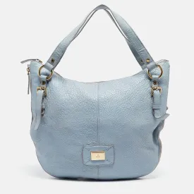 Light Blue Pebbled Leather Hobo
