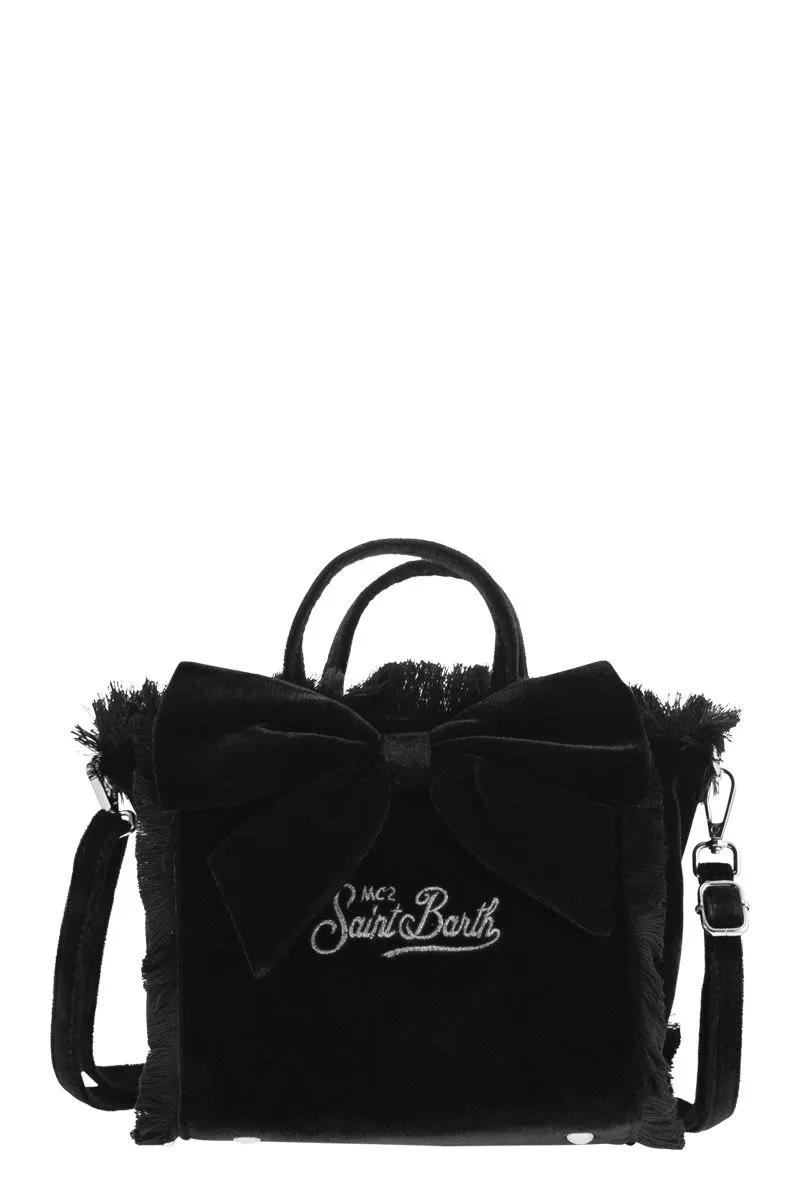 Mini Vanity Bag With Bow And Embroidered Logo in Black | VAMI007