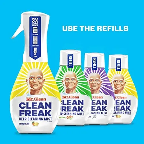 Mr. Clean Multi Surface Cleaner, Clean Freak Spray for Bathroom & Kitchen Cleaner, Lavender & Lemon Scent, 3 Count (16 fl oz Each)
