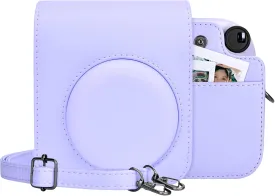 MUZIRI KINOKOO Protective Case for Fuji Instax Mini 12 Instant Camera - PU Leather Mini 12 Camera Case Bag with Photo Pocket - Adjustable Shoulder Strap - Purple
