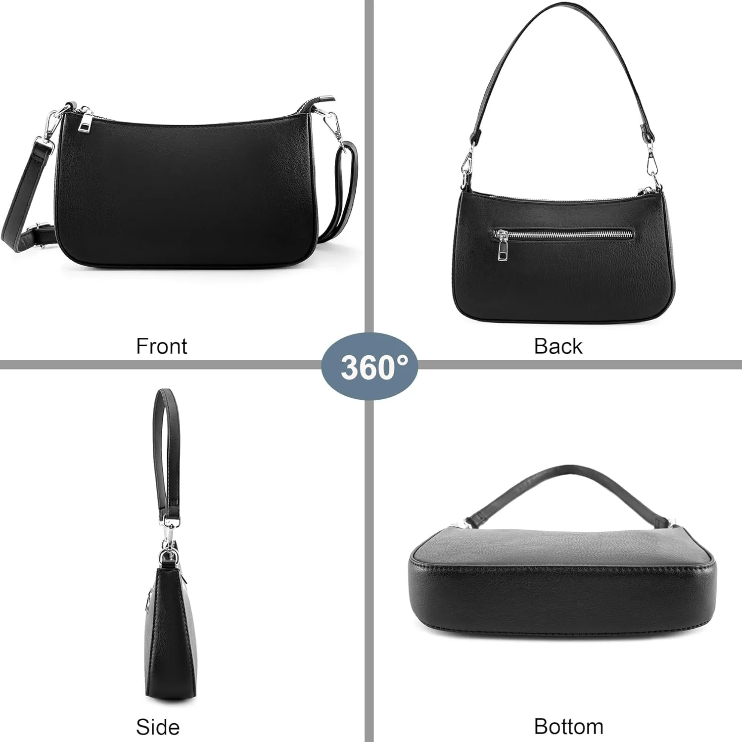 NIUEIMEE ZHOU Small Shoulder bag with 2 Removable Straps Cross Body Clutch Purse Handbag for Women