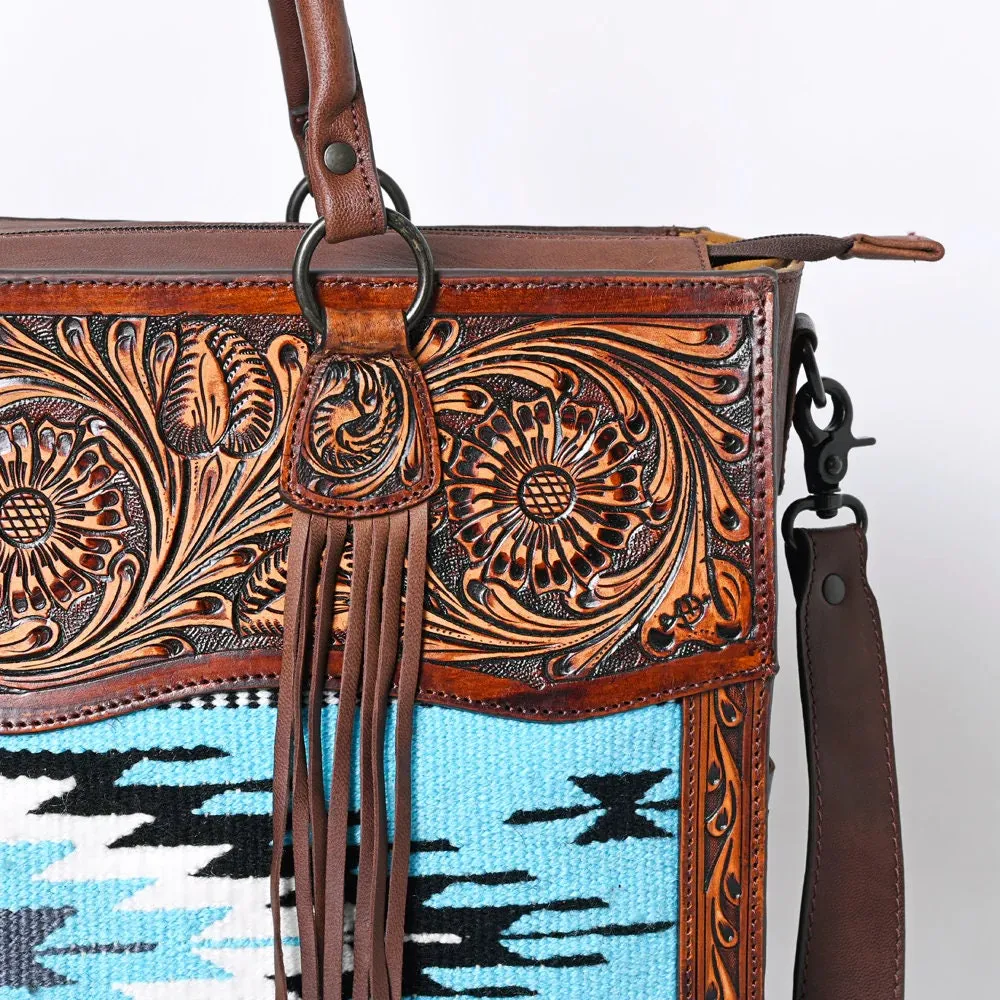 Overton Western Hand Tooled Leather Tote Bag