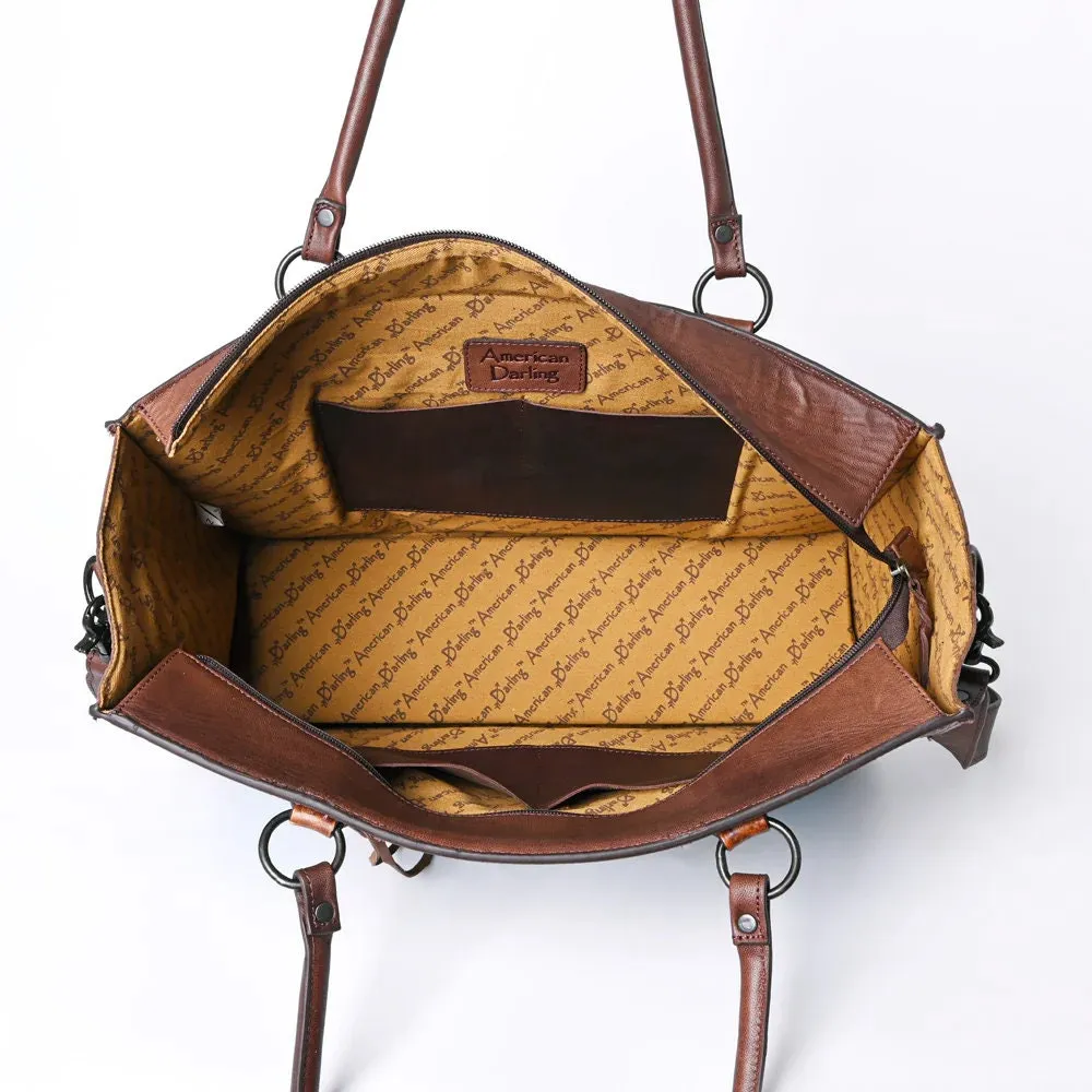 Overton Western Hand Tooled Leather Tote Bag