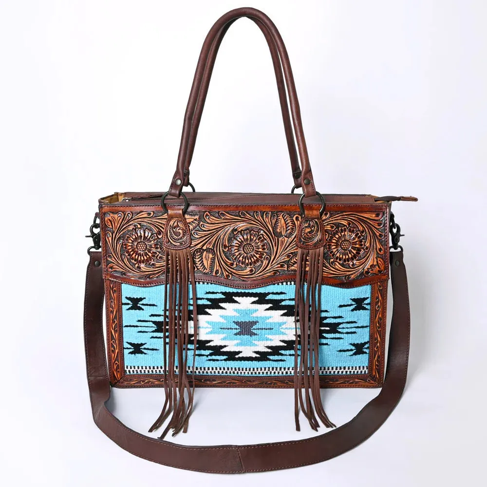 Overton Western Hand Tooled Leather Tote Bag