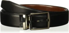 Perry Ellis Men's Portfolio Hi-lo Reversible Dress Belt, Matte Leather Blend, Stitched, 1.5 Width (Available in Big & Tall)