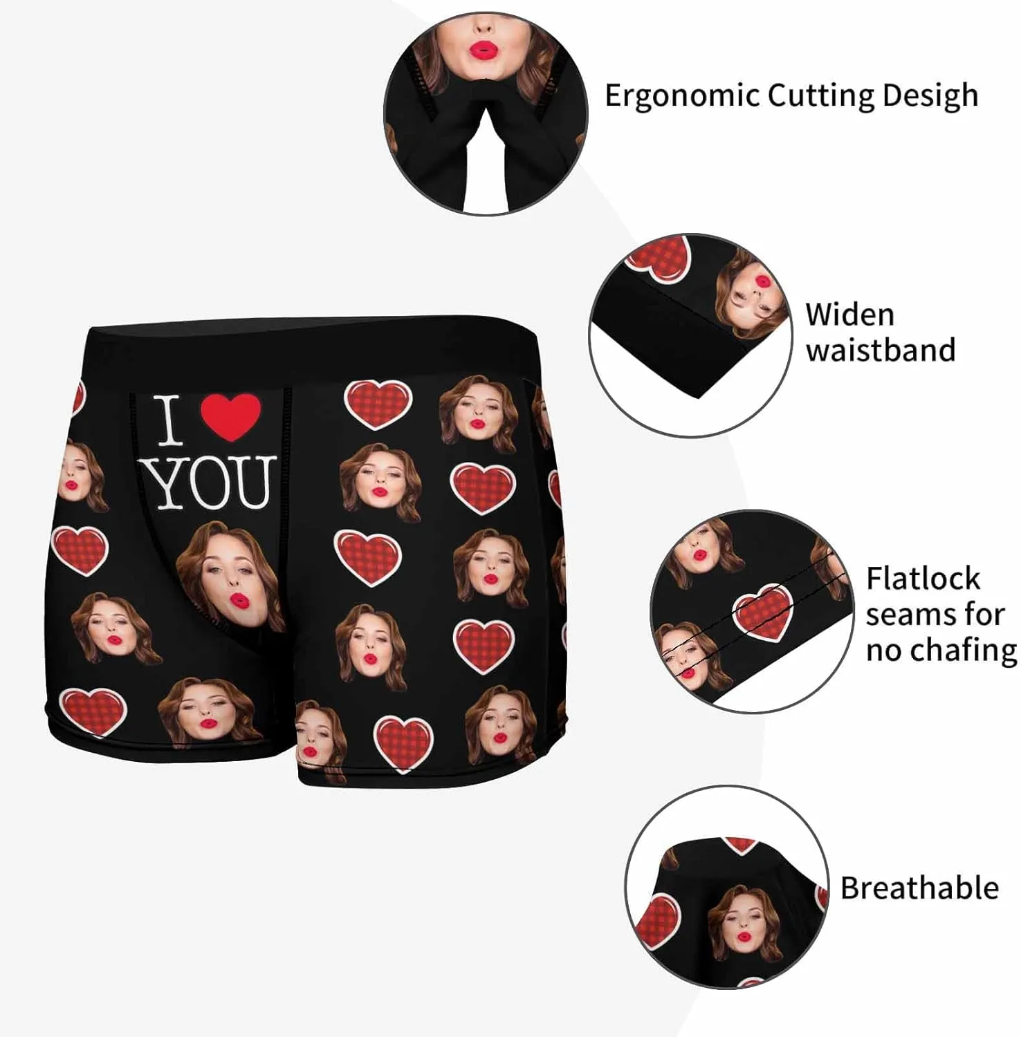 Personalized Boxer Briefs for Valentine's Day Boyfriend Husband Custom Underwear with Face