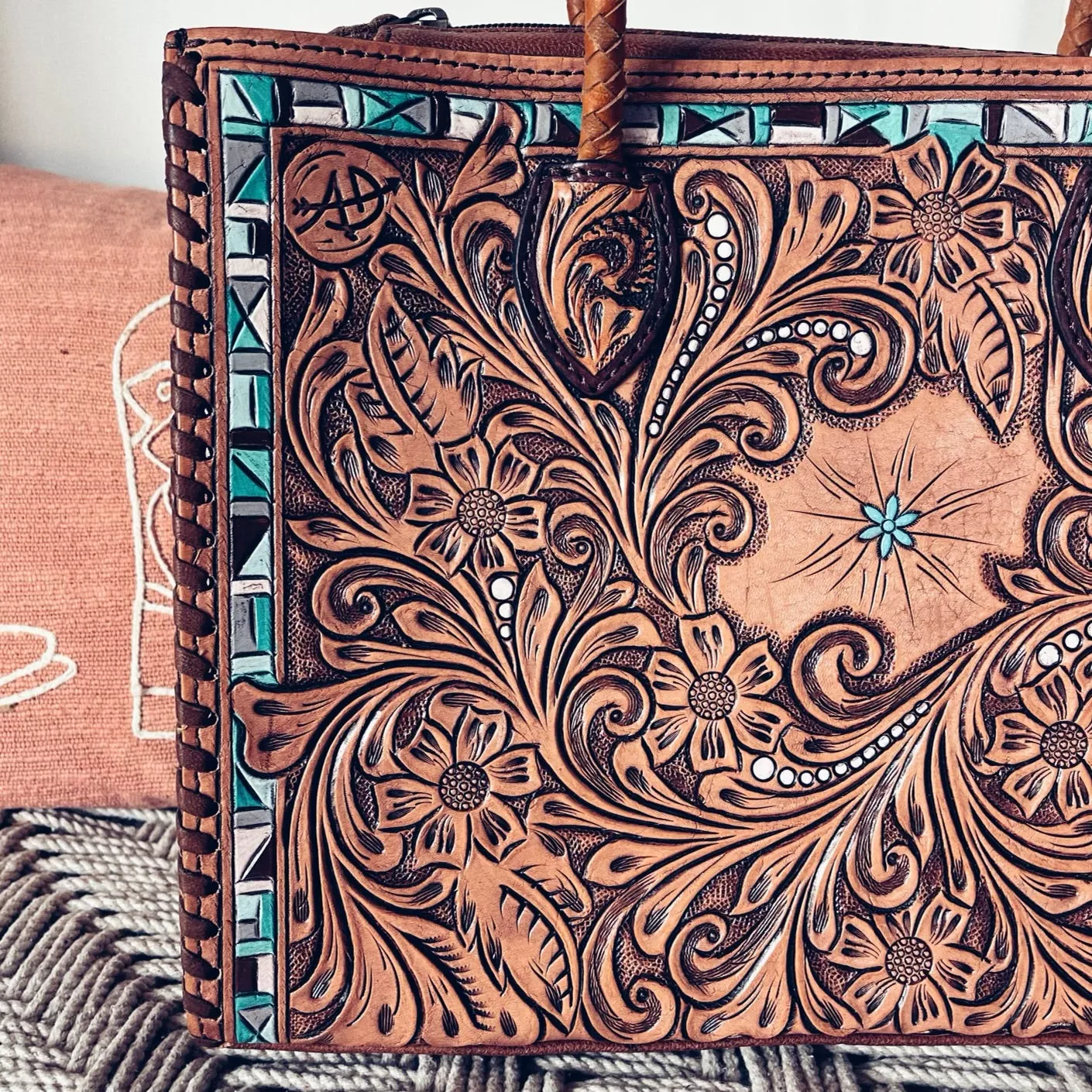 Point Blank Hand Tooled Leather Shoulder Bag