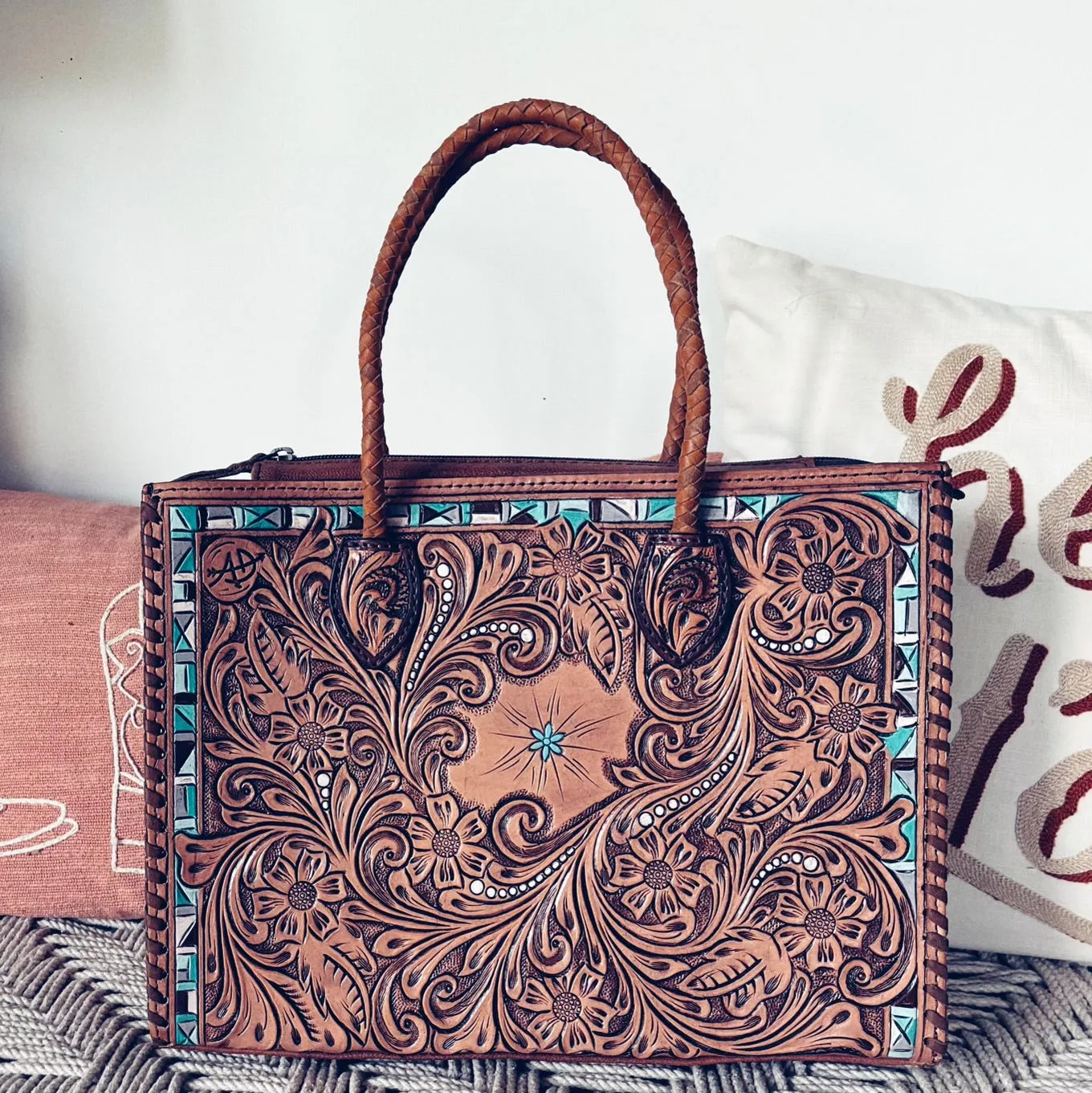Point Blank Hand Tooled Leather Shoulder Bag