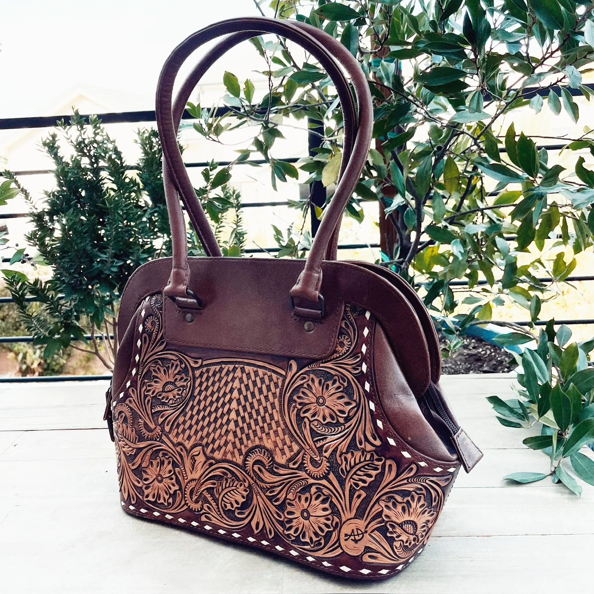 Ruby Valley Hand Tooled Leather Shoulder Bag