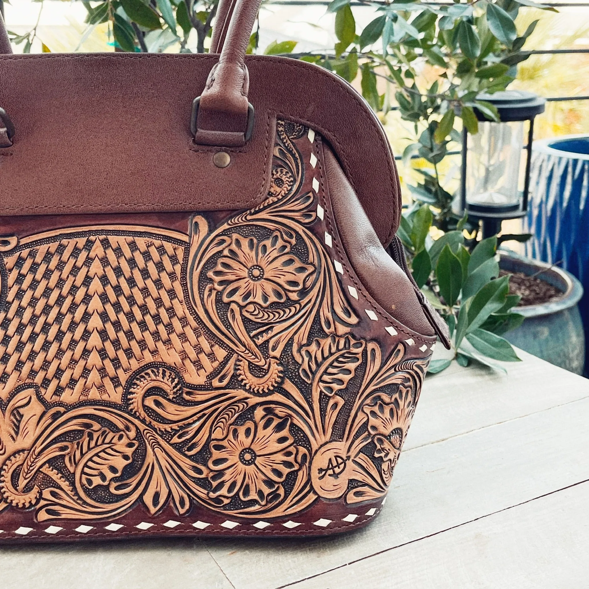 Ruby Valley Hand Tooled Leather Shoulder Bag