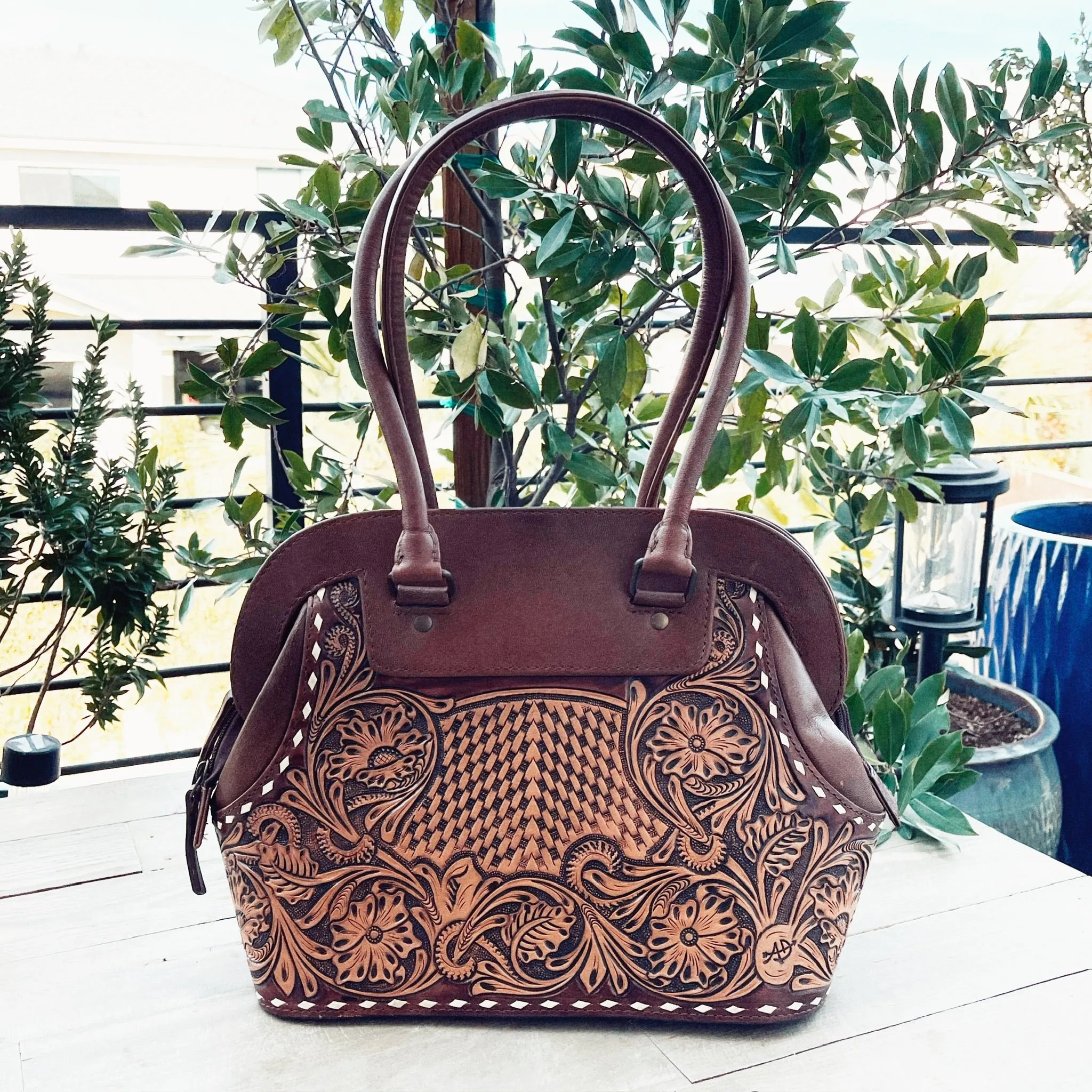 Ruby Valley Hand Tooled Leather Shoulder Bag