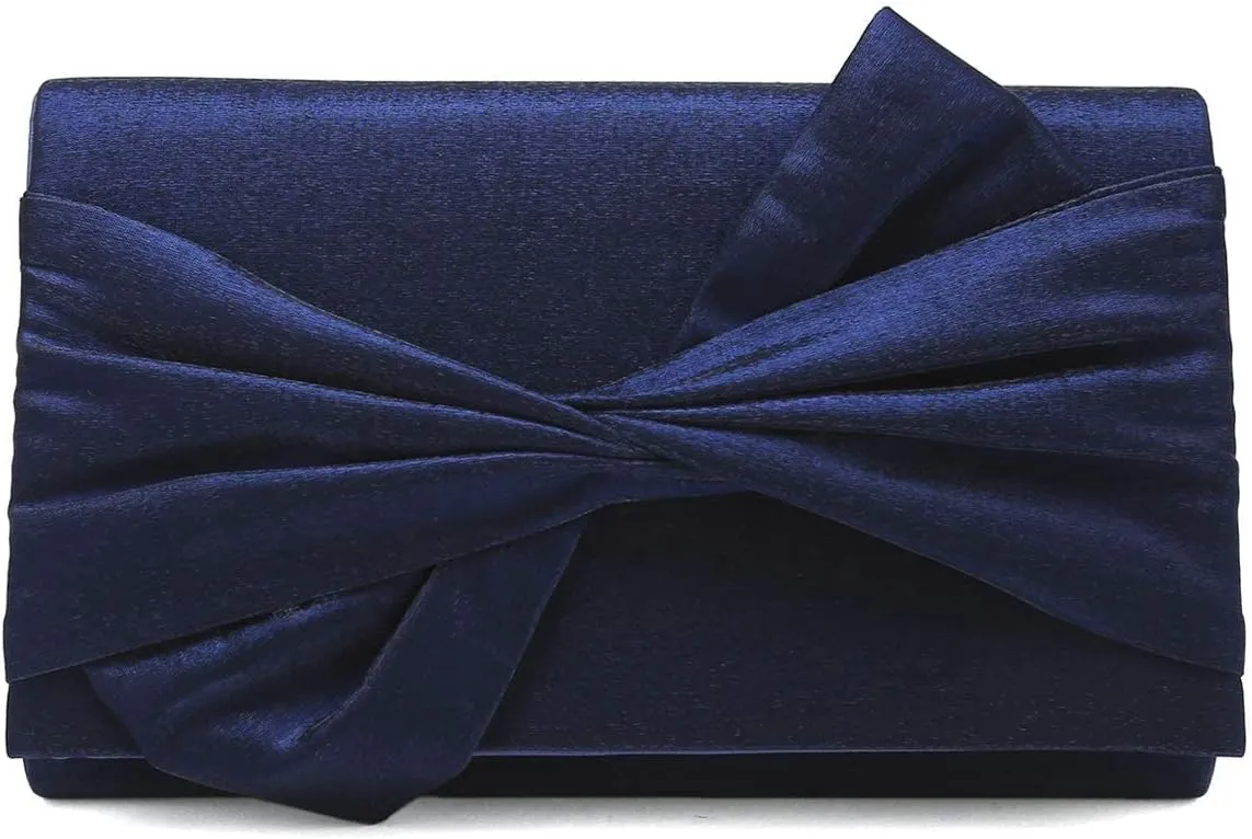 Satin Evening Bag Bow Flap Clutch Purse for Women Formal Party/Prom/Wedding