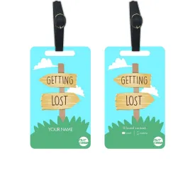 Set of 2 Suitcase Tags Custom With Name - Getting Lost